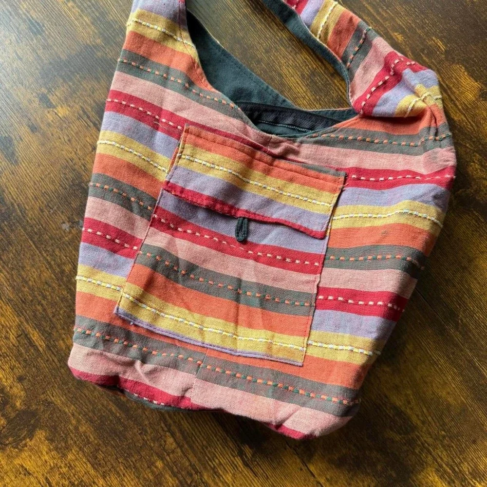 Boho Stripe Crossbody Bag Cotton India